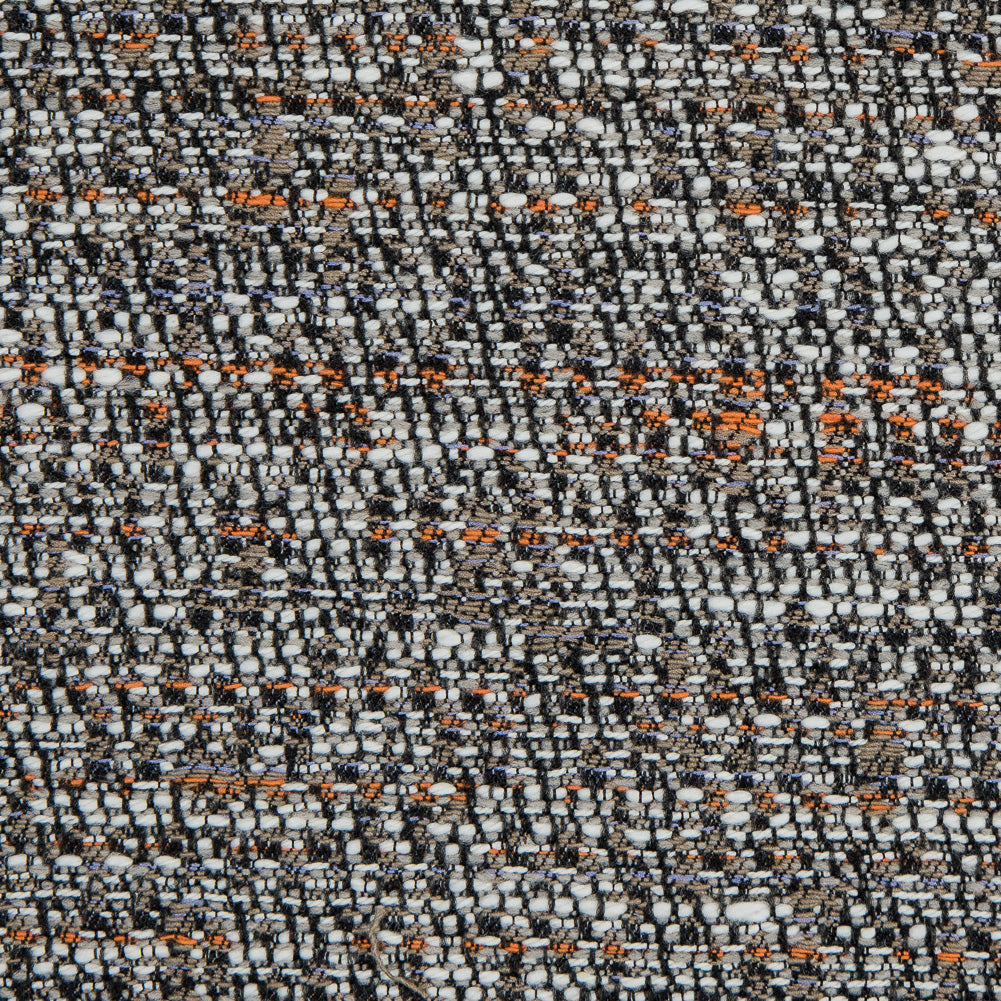 Truffle, Orange and White Cotton Tweed - Detail Truffle, Orange and White Cotton Tweed - Detail
