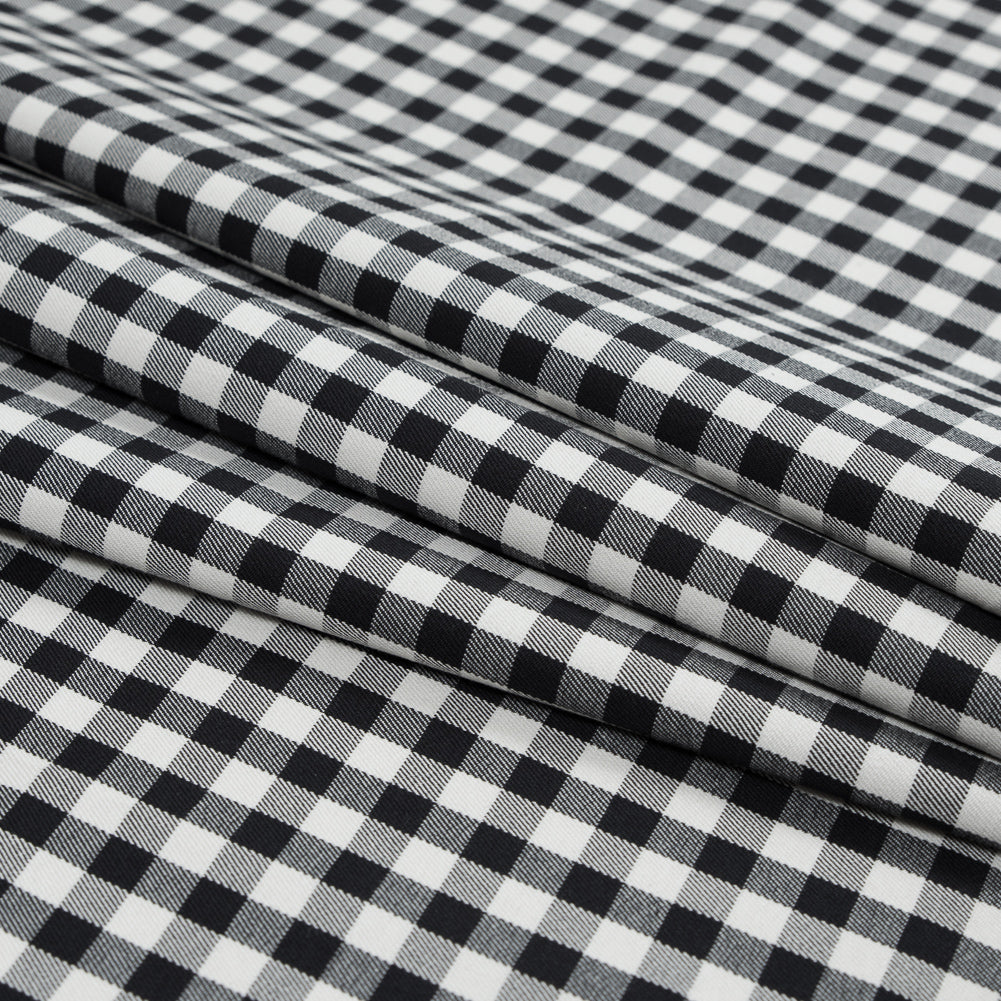 Theory Black and White Gingham Stretch Cotton Twill Folded Theory Black and White Gingham Stretch Cotton Twill Folded