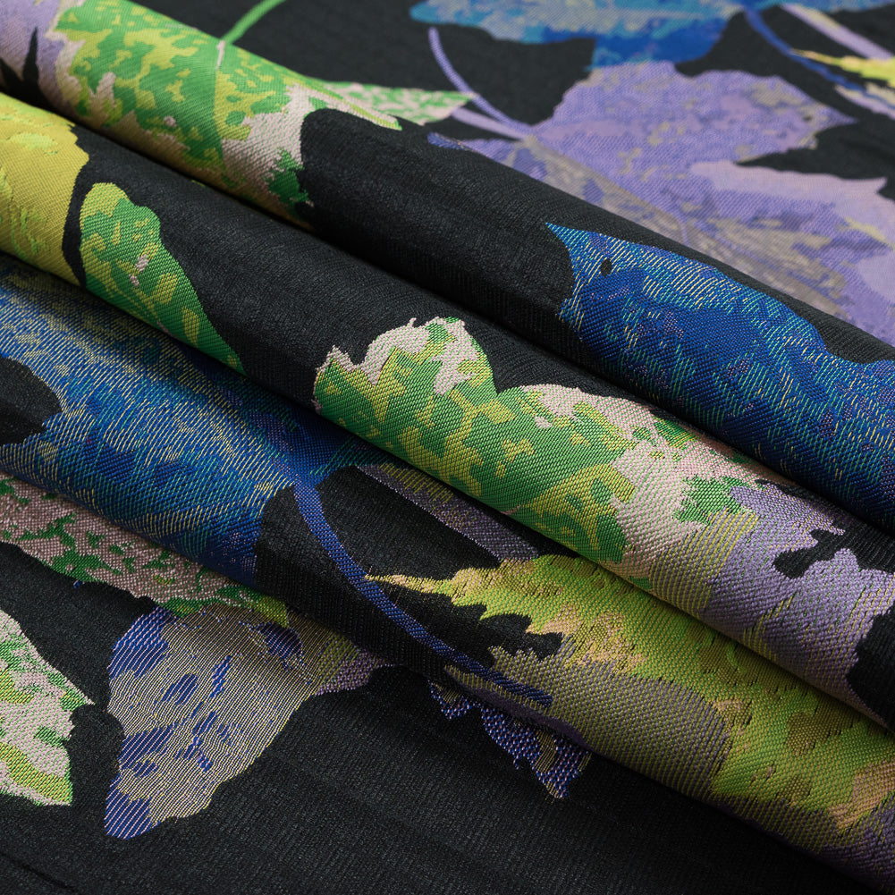 Purple, Blue and Green Leafy Novelty Jacquard Detail Purple, Blue and Green Leafy Novelty Jacquard Detail