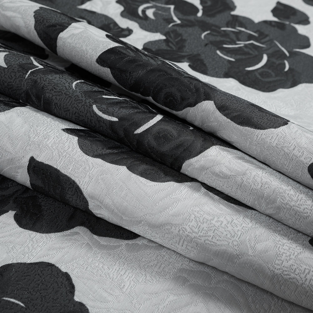 Black and Gray Rose Jacquard Detail Black and Gray Rose Jacquard Detail