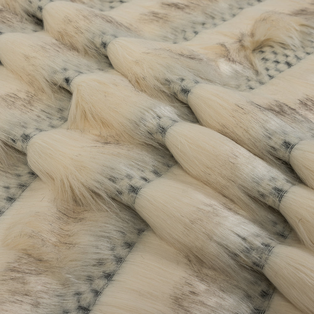 Cream Striped Faux Fur - Folded Cream Striped Faux Fur - Folded