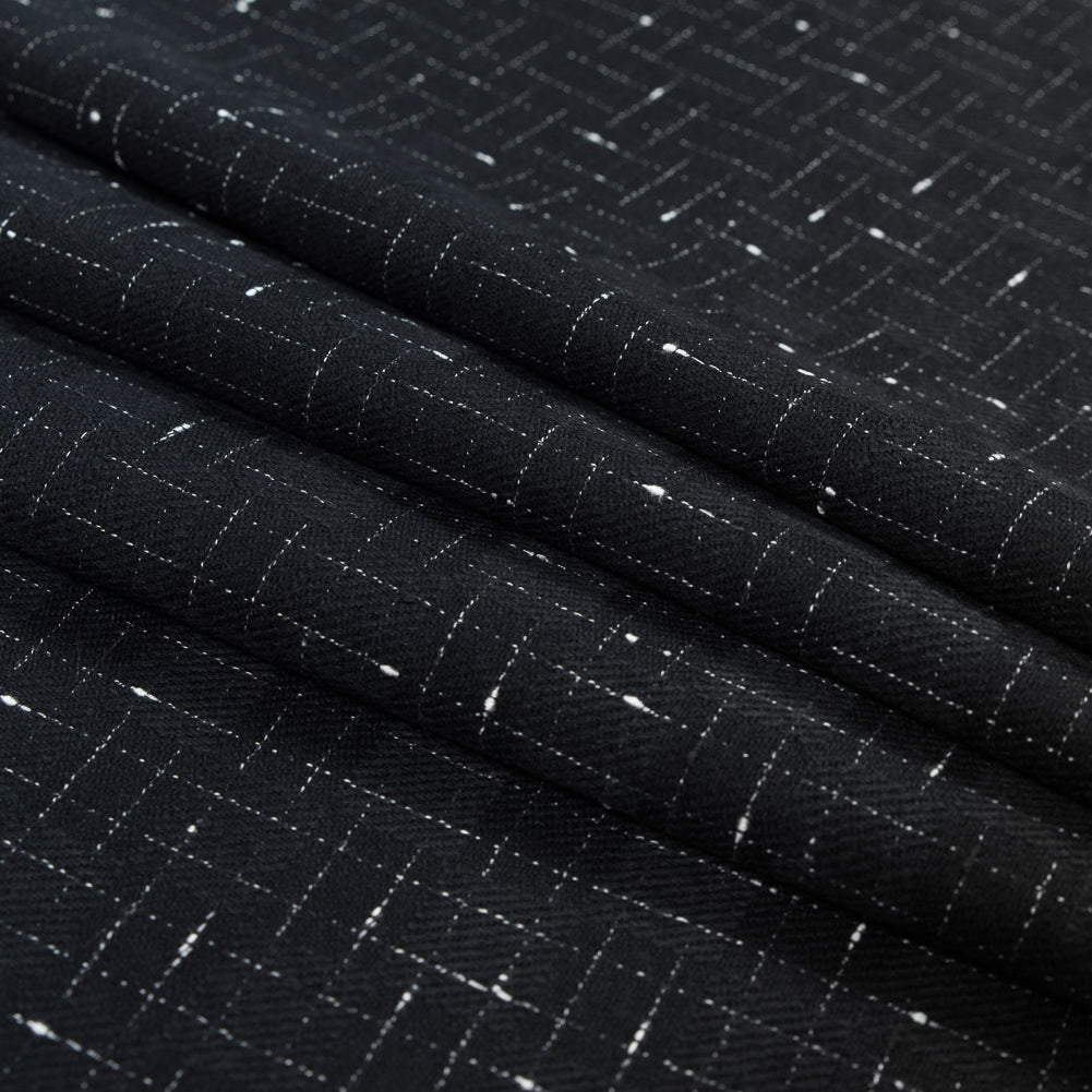 Black and White Slubbed Graph Check Twill Folded Black and White Slubbed Graph Check Twill Folded