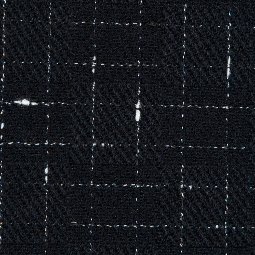 Black and White Slubbed Graph Check Twill Detail Black and White Slubbed Graph Check Twill Detail