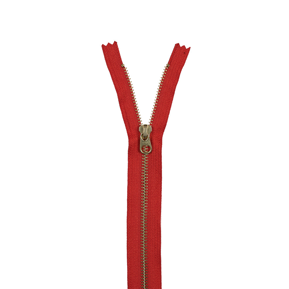 Metal Closed Bottom Zipper with Gold Teeth 9" - Burnt Orange Metal Closed Bottom Zipper with Gold Teeth 9" - Burnt Orange