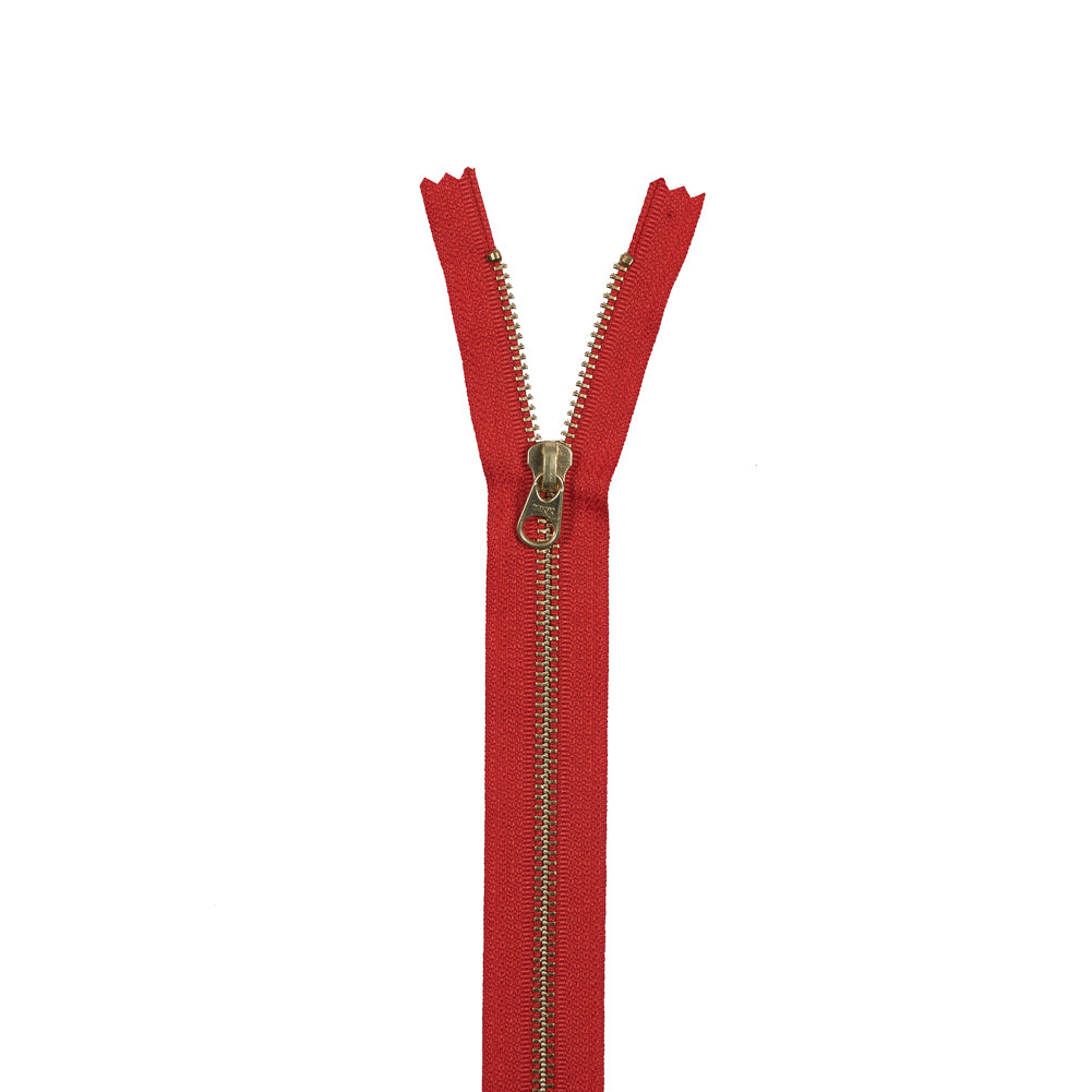 Metal Closed Bottom Zipper with Gold Teeth 12" - Burnt Orange Metal Closed Bottom Zipper with Gold Teeth 12" - Burnt Orange