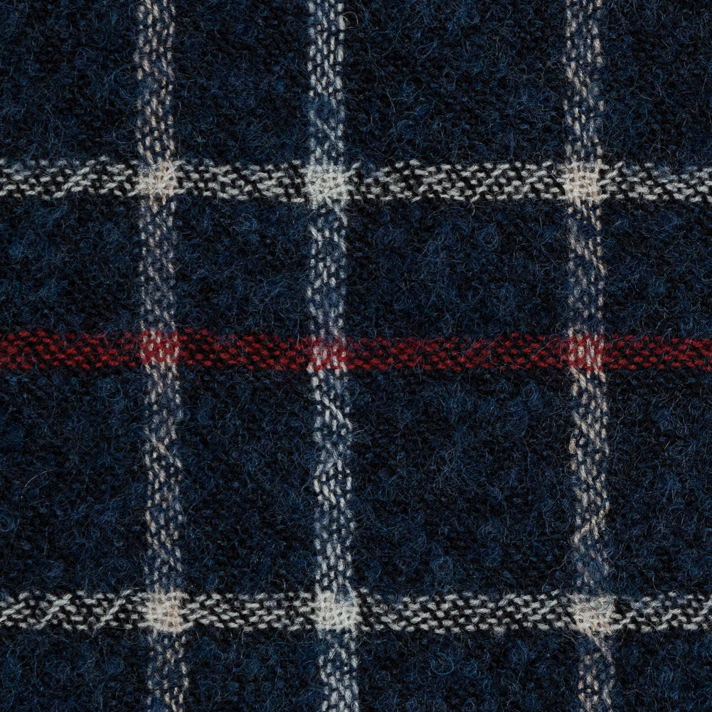 Sea NY Italian Red, White and Blue Plaid Wool Blend Detail Sea NY Italian Red, White and Blue Plaid Wool Blend Detail