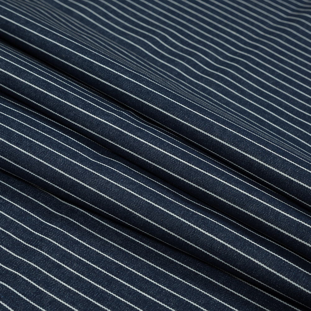 Indigo and Natural Striped Cotton Denim Folded Indigo and Natural Striped Cotton Denim Folded