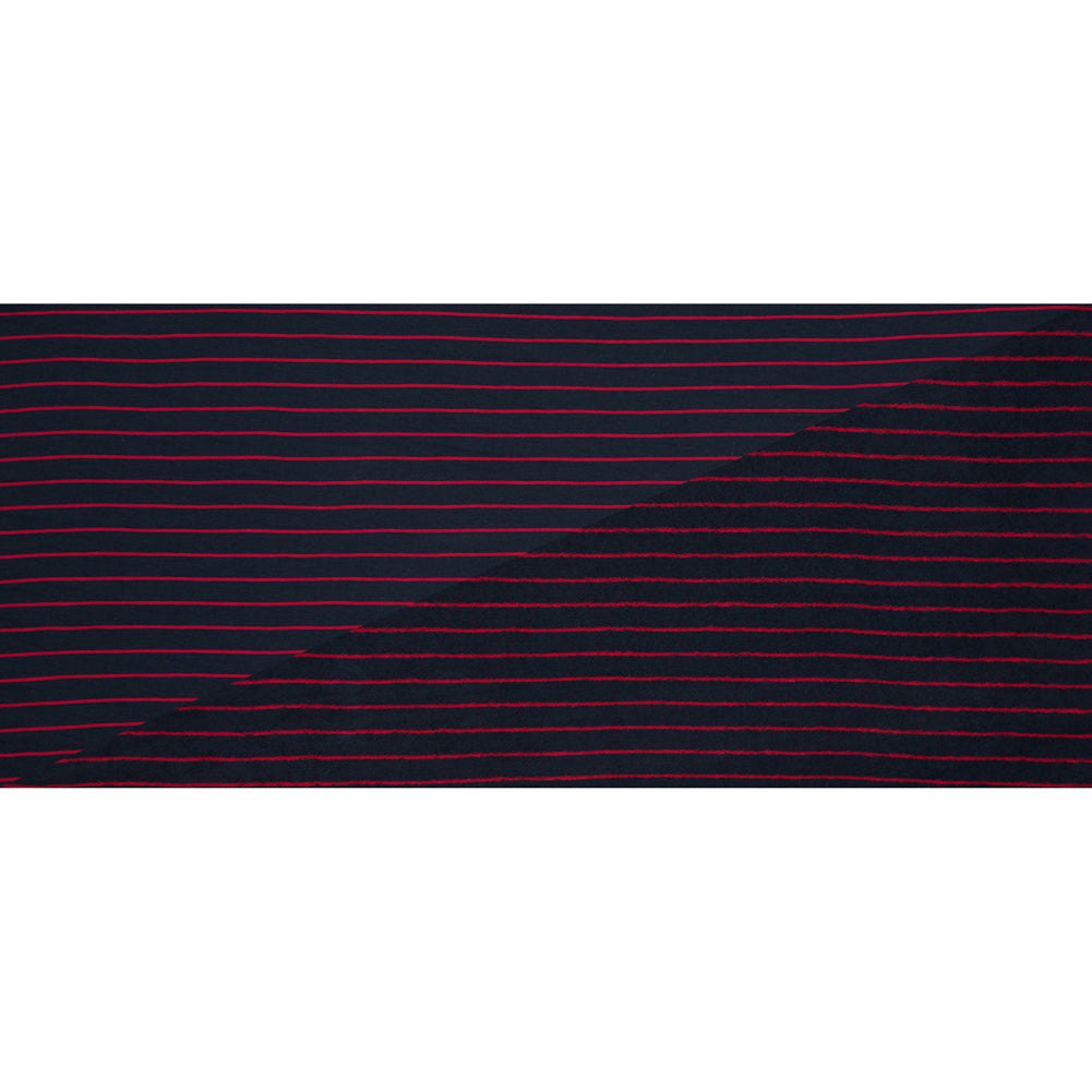 Midnight Navy and Dark Red Pencil Striped French Terry Full Midnight Navy and Dark Red Pencil Striped French Terry Full