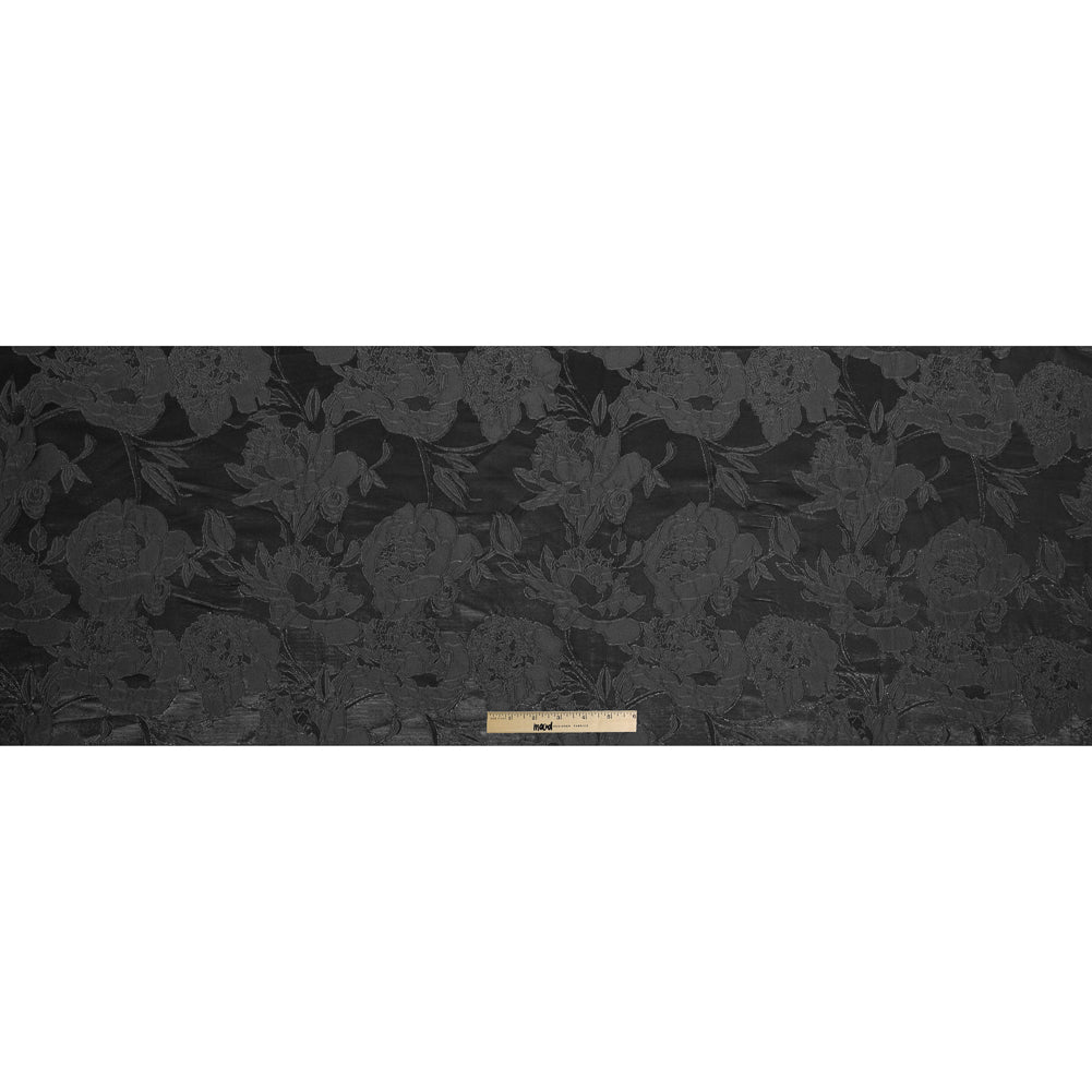 Metallic Black Floral Brocade Folded Metallic Black Floral Brocade Folded