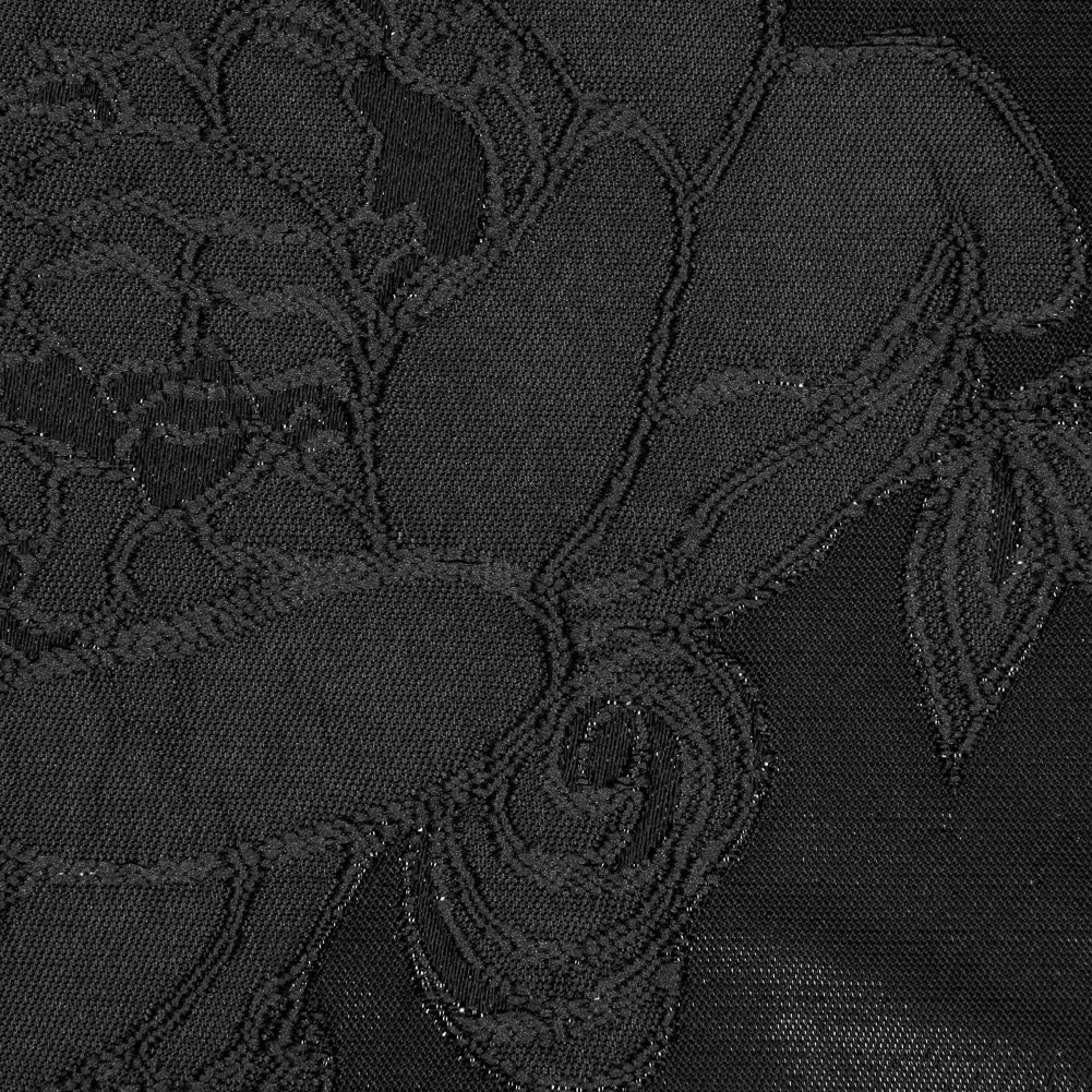 Metallic Black Floral Brocade Full Metallic Black Floral Brocade Full