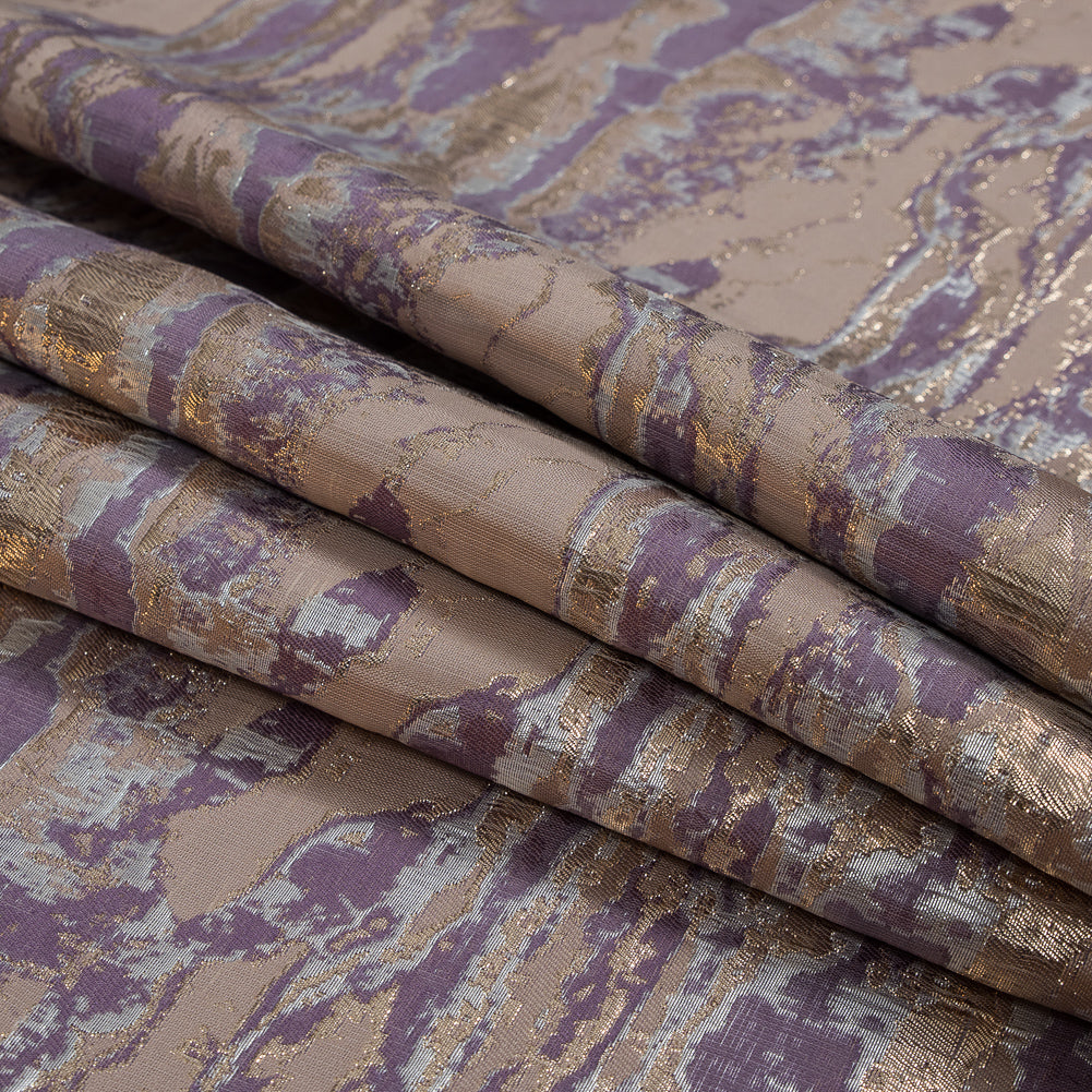 Metallic Gold, Lavender and Mauve Abstract Jacquard Detail Metallic Gold, Lavender and Mauve Abstract Jacquard Detail