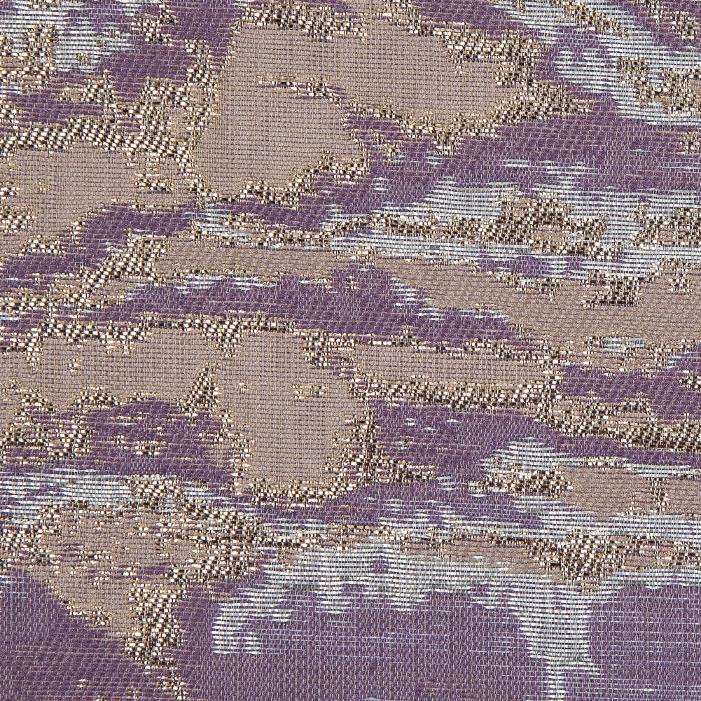 Metallic Gold, Lavender and Mauve Abstract Jacquard Full Metallic Gold, Lavender and Mauve Abstract Jacquard Full