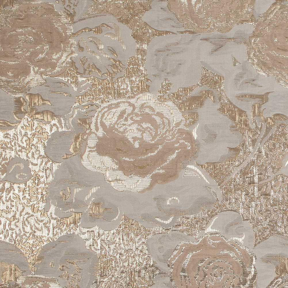 Metallic Gold, Beige and Ivory Rose Jacquard Metallic Gold, Beige and Ivory Rose Jacquard