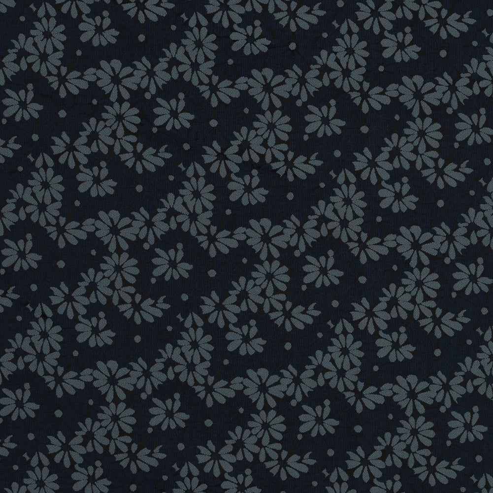 Navy Blue and Lake Black Floral Jacquard Navy Blue and Lake Black Floral Jacquard