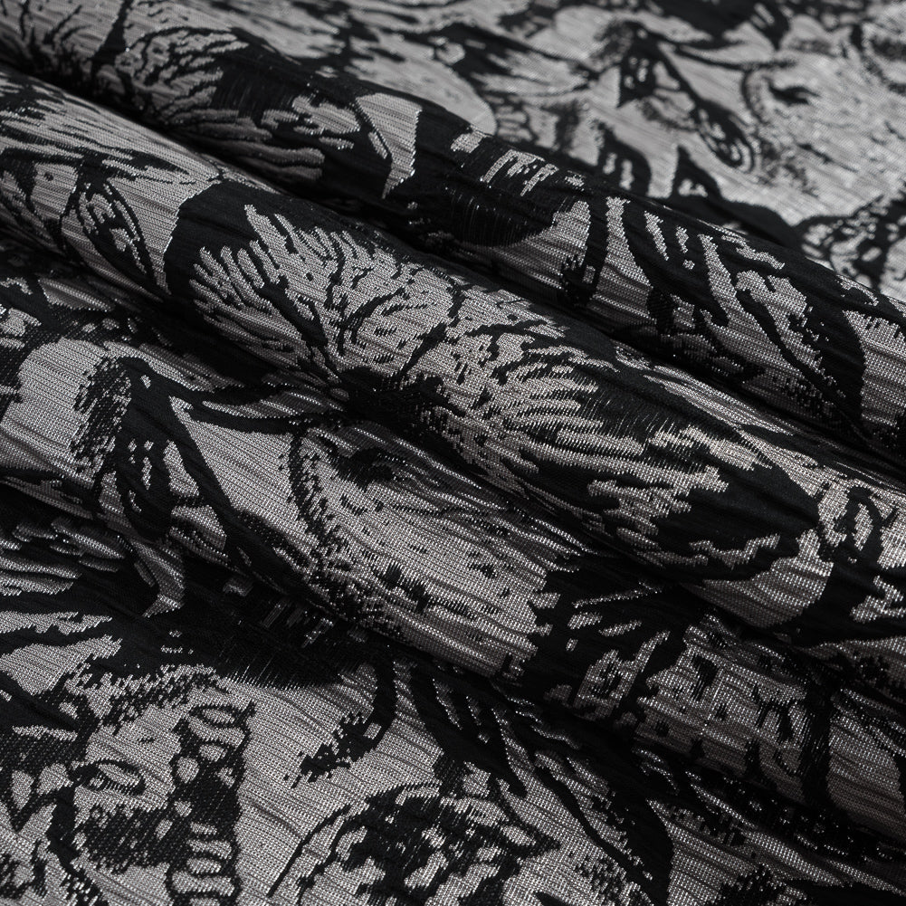 Black, Peach and Metallic Silver Floral Brocade Folded Black, Peach and Metallic Silver Floral Brocade Folded