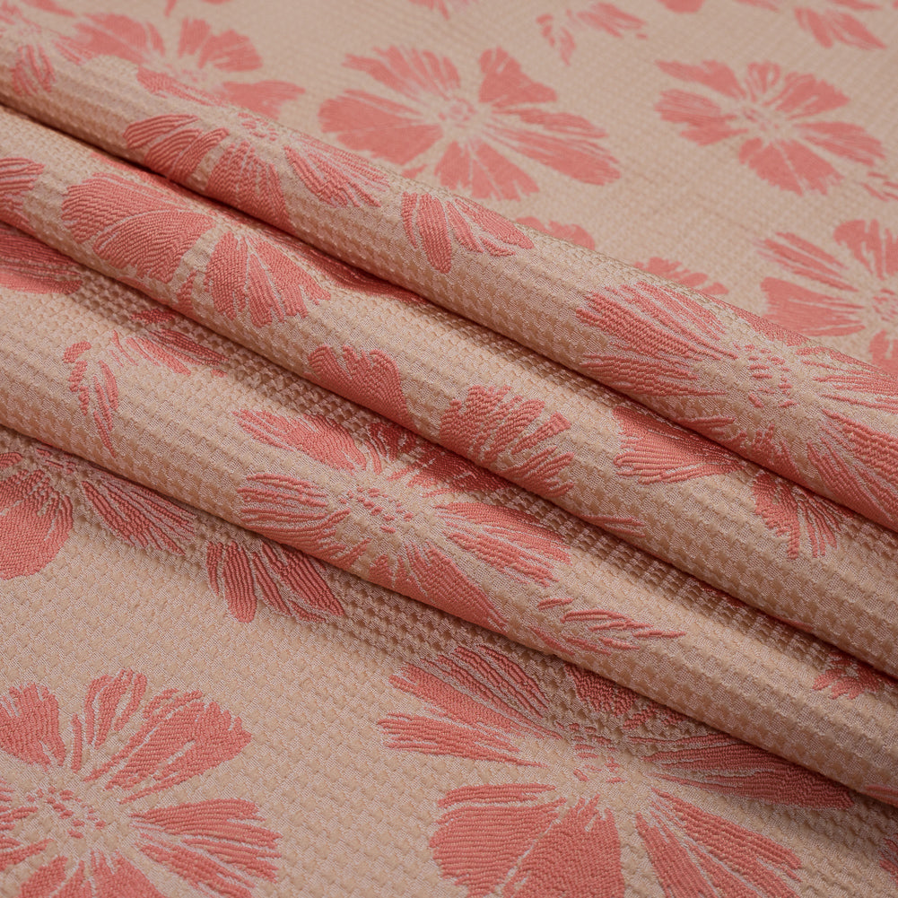 Beige and Light Orange Stretch Floral Houndstooth Brocade Folded Beige and Light Orange Stretch Floral Houndstooth Brocade Folded