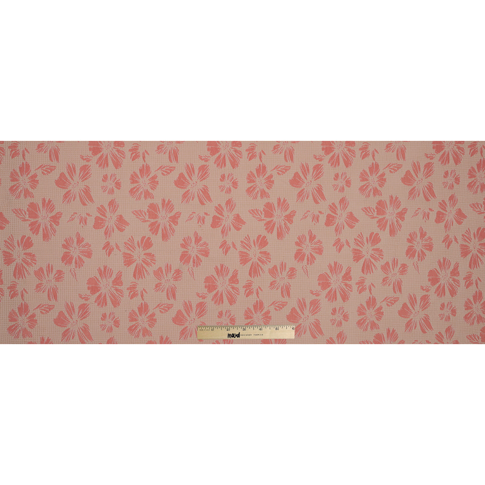 Beige and Light Orange Stretch Floral Houndstooth Brocade Full Beige and Light Orange Stretch Floral Houndstooth Brocade Full