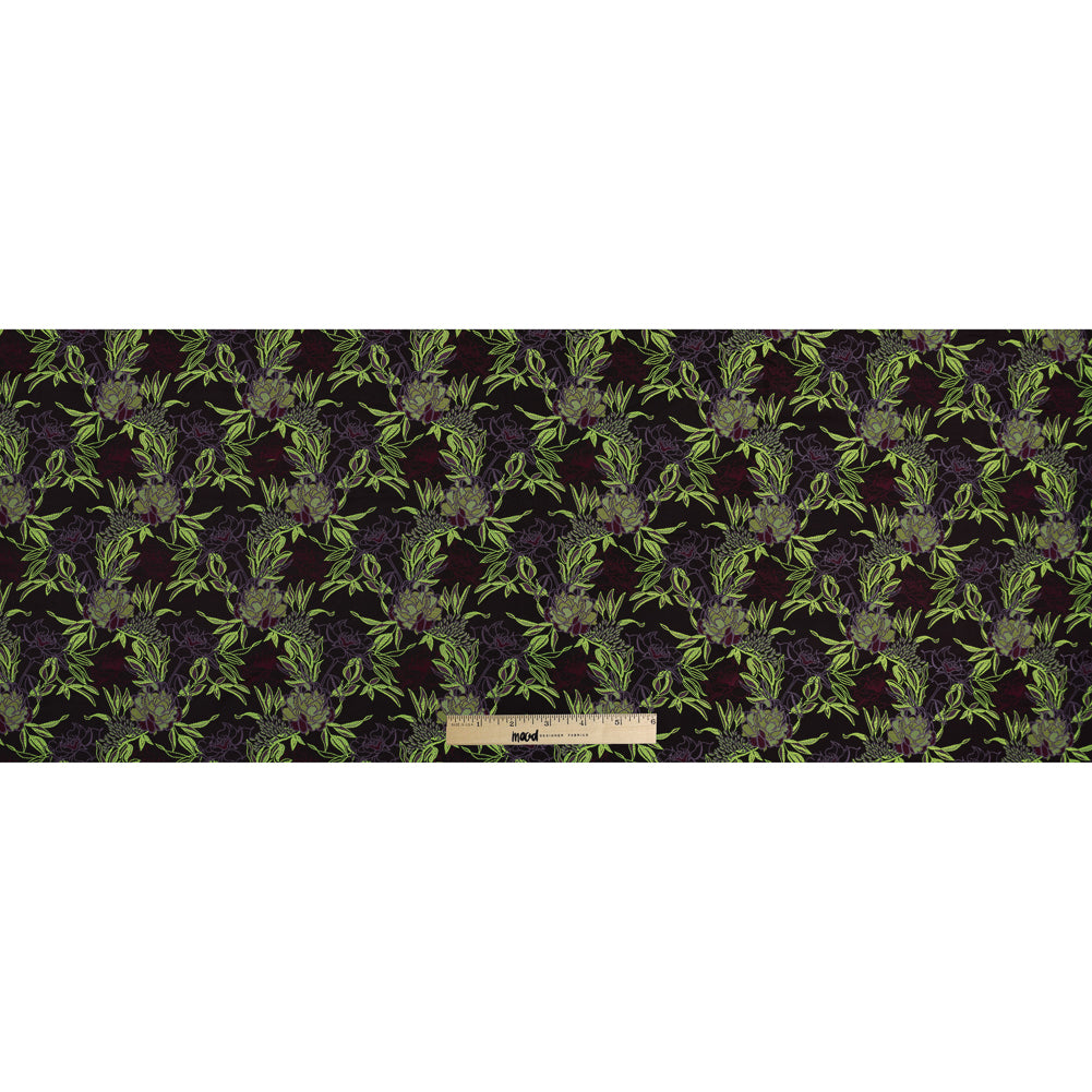 Neon Green, Maroon and Lavender Floral Jacquard Folded Neon Green, Maroon and Lavender Floral Jacquard Folded