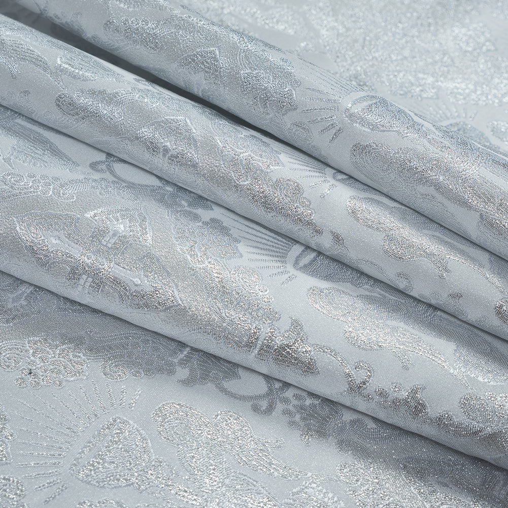 Metallic Silver and White Vestment Jacquard Folded Metallic Silver and White Vestment Jacquard Folded