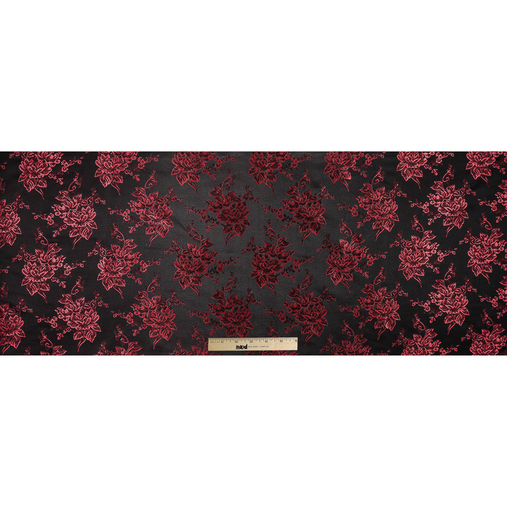 Luminous Red and Black Floral Satin Jacquard Folded Luminous Red and Black Floral Satin Jacquard Folded