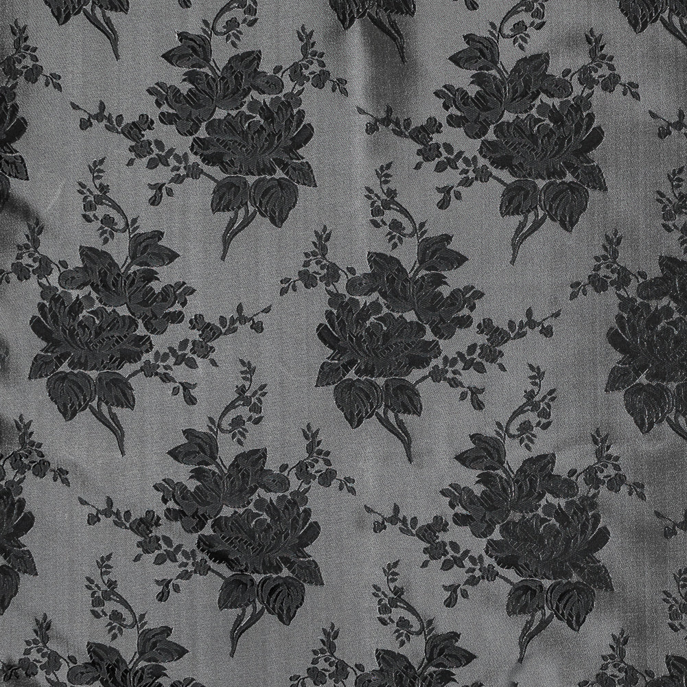 Luminous Black and Off-White Floral Satin Jacquard Luminous Black and Off-White Floral Satin Jacquard