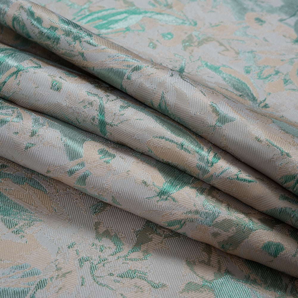 Beige, Green and Ivory Abstract Floral Jacquard Folded Beige, Green and Ivory Abstract Floral Jacquard Folded