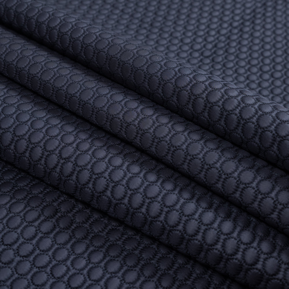 Navy Circular Geometric Quilted Coating Detail Navy Circular Geometric Quilted Coating Detail