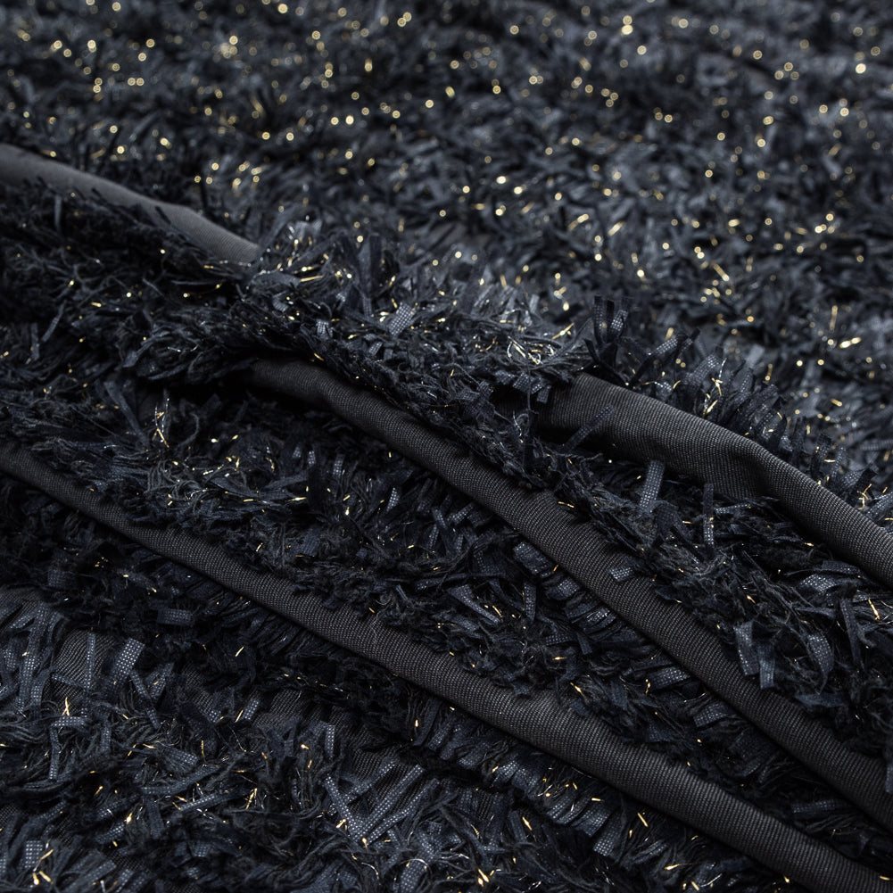 Black and Metallic Gold Fringe Fabric Folded Black and Metallic Gold Fringe Fabric Folded