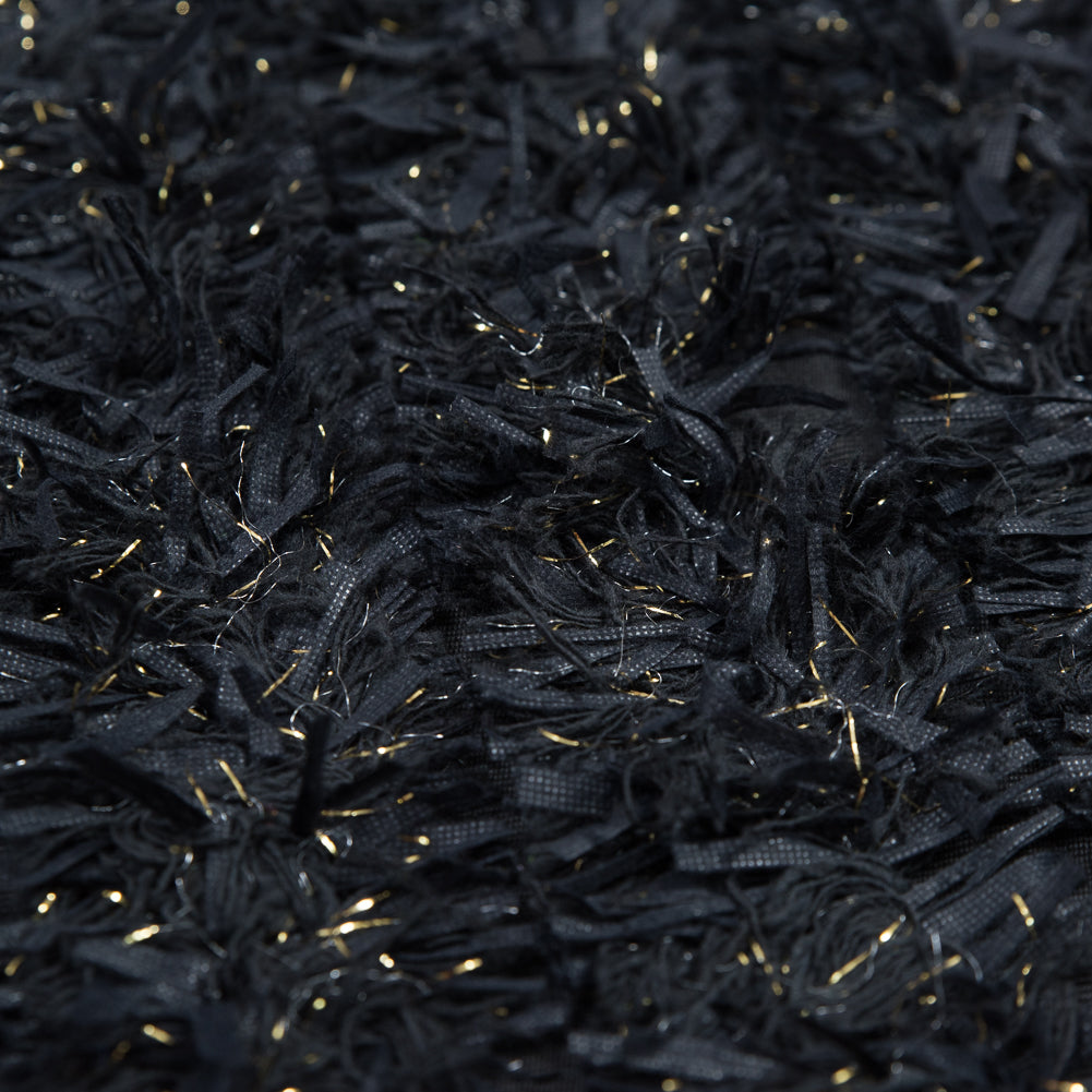 Black and Metallic Gold Fringe Fabric Detail Black and Metallic Gold Fringe Fabric Detail