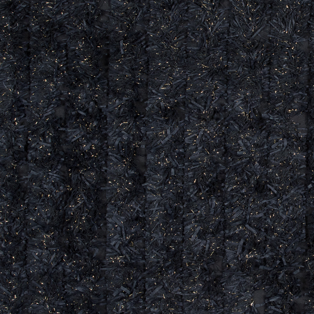Black and Metallic Gold Fringe Fabric Black and Metallic Gold Fringe Fabric