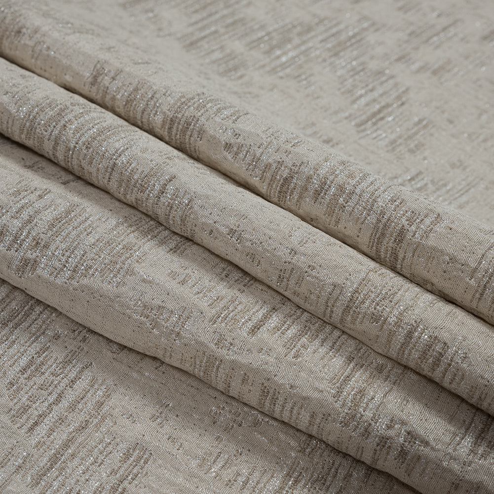Beige and Metallic Silver Abstract Brocade Folded Beige and Metallic Silver Abstract Brocade Folded