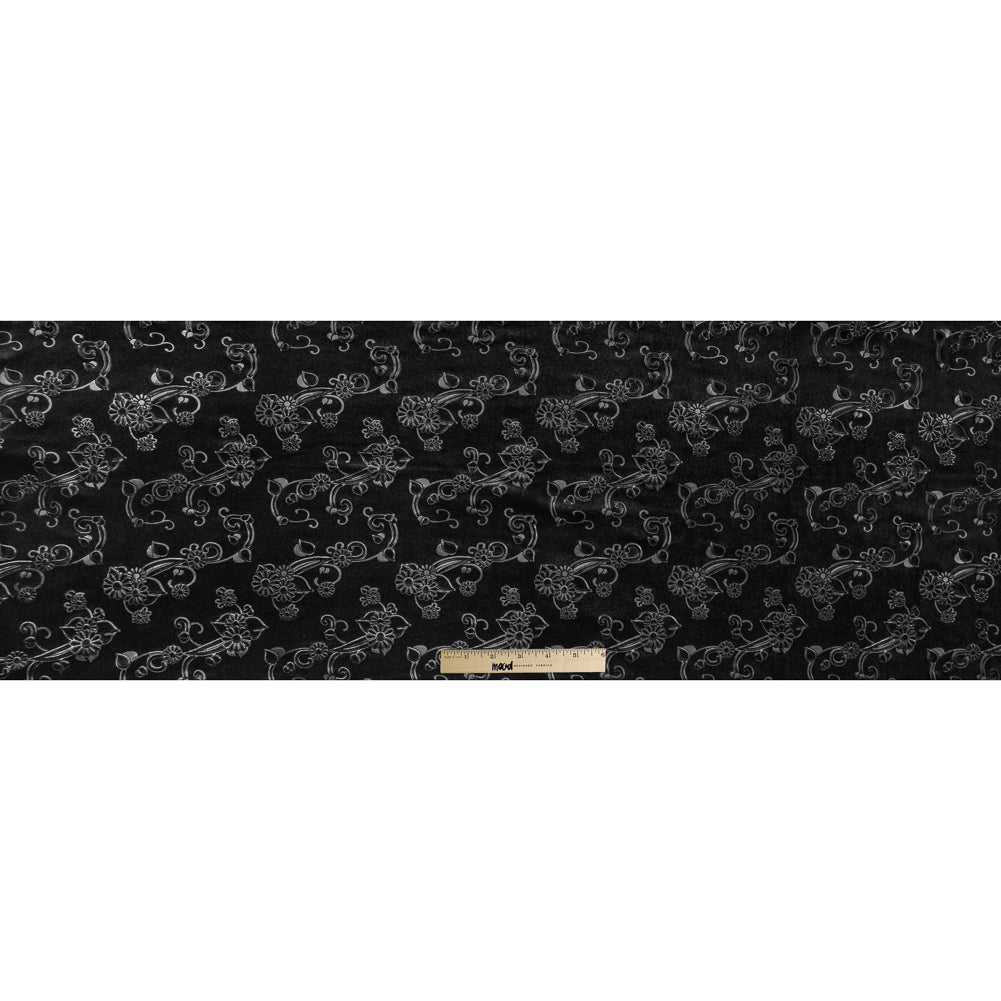 Black Floral Embossed Velour Folded Black Floral Embossed Velour Folded