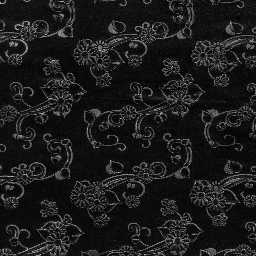 Black Floral Embossed Velour Black Floral Embossed Velour