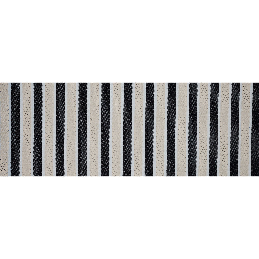 Beige and Black Awning Striped Embroidered Eyelet Full Beige and Black Awning Striped Embroidered Eyelet Full