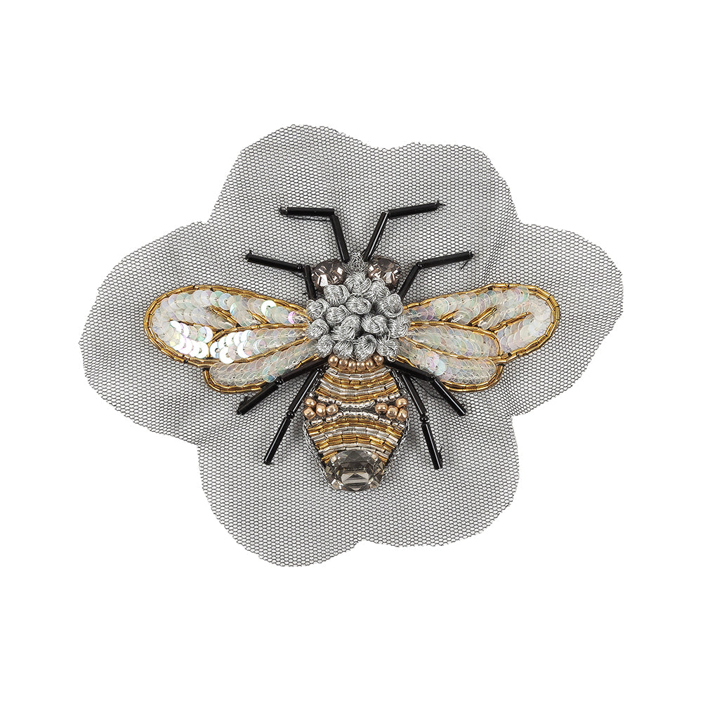 Large Black and Gold Beaded and Sequined Bee Applique - 3.25" x 4" Large Black and Gold Beaded and Sequined Bee Applique - 3.25" x 4"