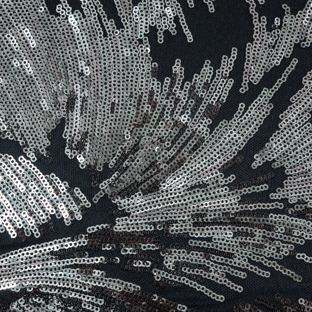 Mesh with Baby Sequins - Gray and Black Abstract Full Mesh with Baby Sequins - Gray and Black Abstract Full