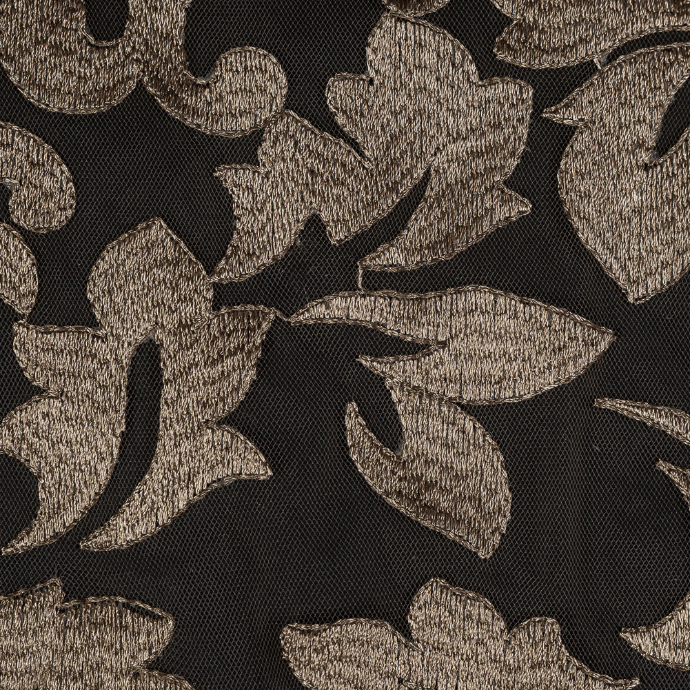 Gold Floral Embroidered Mesh Detail Gold Floral Embroidered Mesh Detail