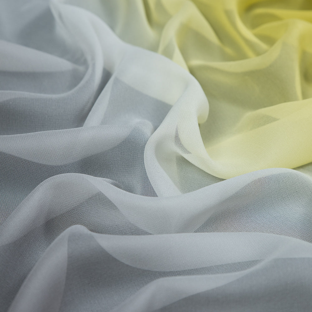 Ombre Silk Chiffon - Warm Olive to Dark Silver Full Ombre Silk Chiffon - Warm Olive to Dark Silver Full
