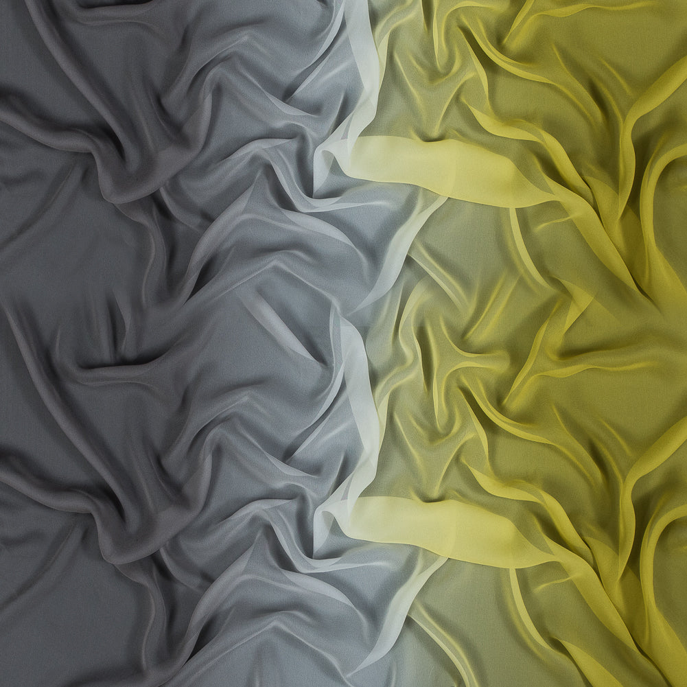 Ombre Silk Chiffon - Warm Olive to Dark Silver Ombre Silk Chiffon - Warm Olive to Dark Silver