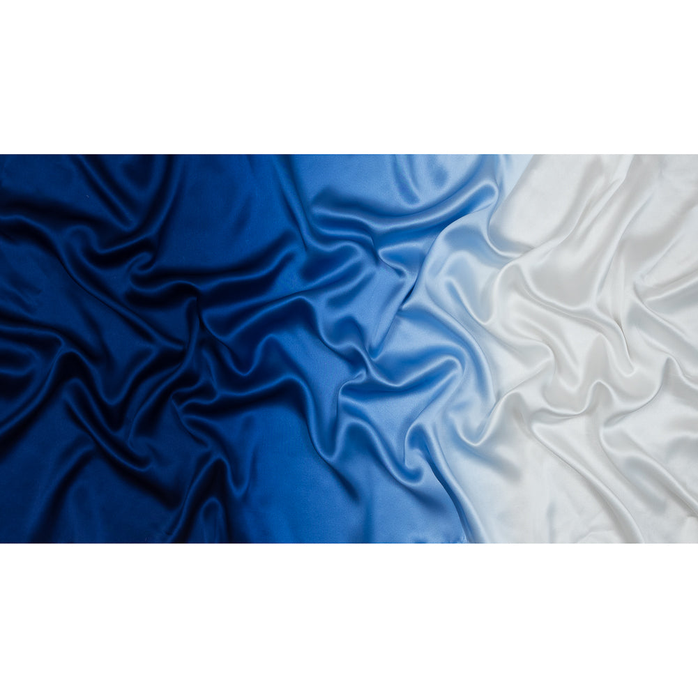 Whisper White and Mazarine Blue Ombre Silk Charmeuse Folded Whisper White and Mazarine Blue Ombre Silk Charmeuse Folded
