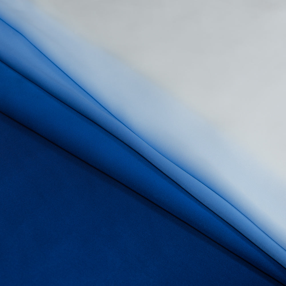 Whisper White and Mazarine Blue Ombre Silk Charmeuse Detail Whisper White and Mazarine Blue Ombre Silk Charmeuse Detail