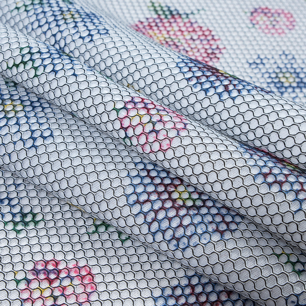 Multicolor Floral Printed Wonder Mesh Detail Multicolor Floral Printed Wonder Mesh Detail