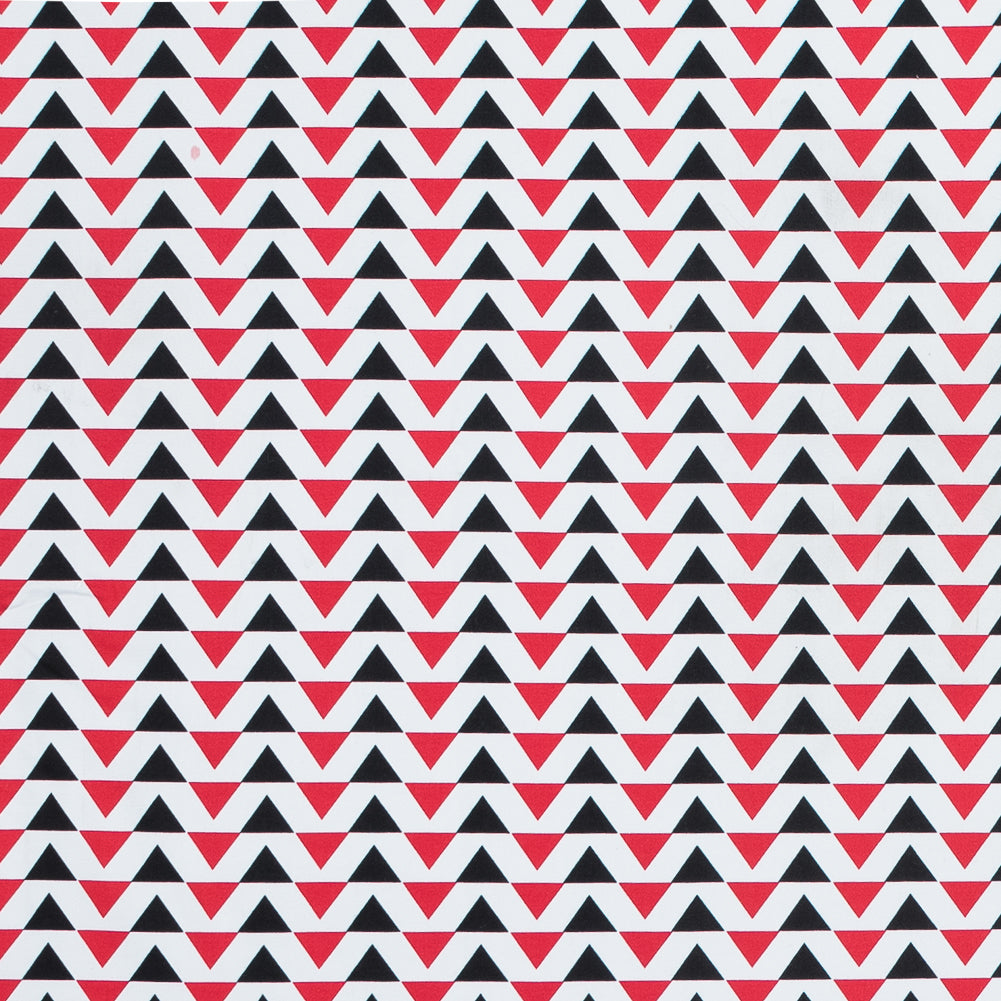 Red Geometric Stretch Cotton Sateen Red Geometric Stretch Cotton Sateen