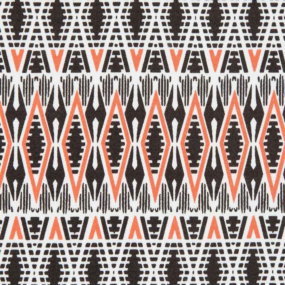 Red Orange Geometric Stretch Cotton Twill Full Red Orange Geometric Stretch Cotton Twill Full