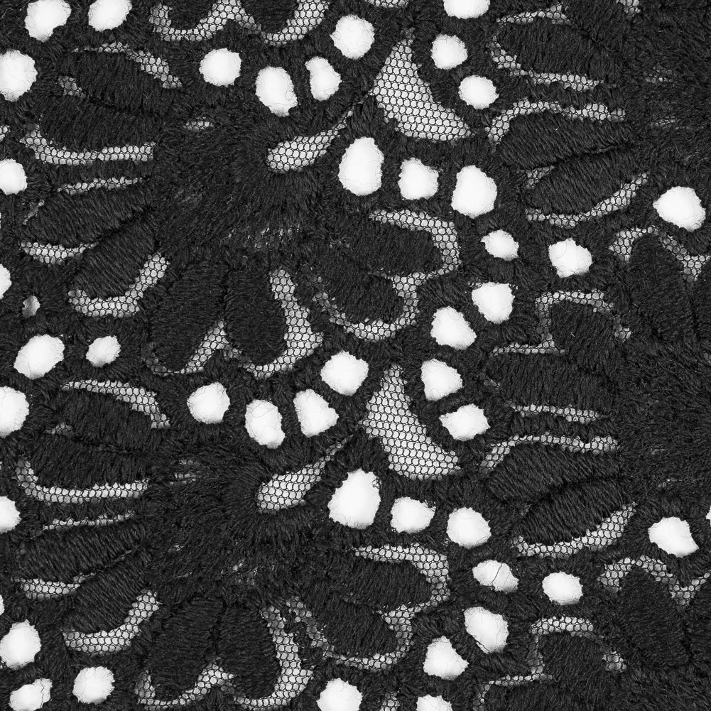 Black Floral Partially Netted Lace Detail Black Floral Partially Netted Lace Detail