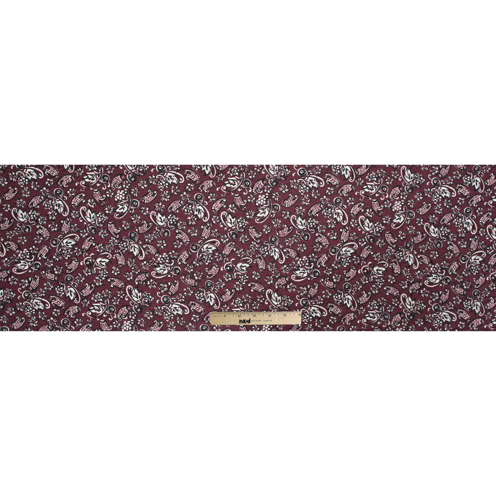 Famous NYC Designer Wine Paisley Silk and Cotton Voile Full Famous NYC Designer Wine Paisley Silk and Cotton Voile Full