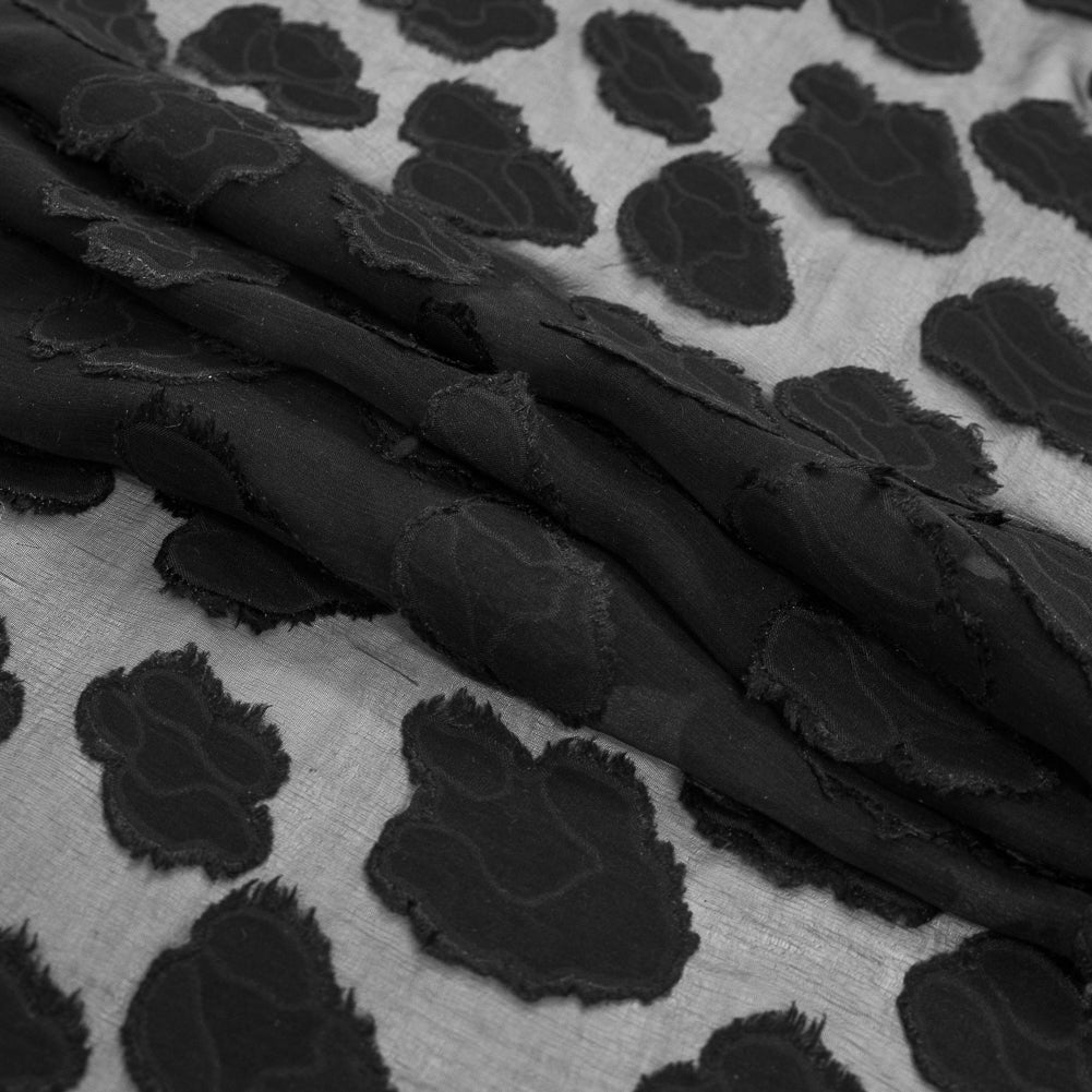 Black Abstract Burn-Out Silk Chiffon Folded Black Abstract Burn-Out Silk Chiffon Folded