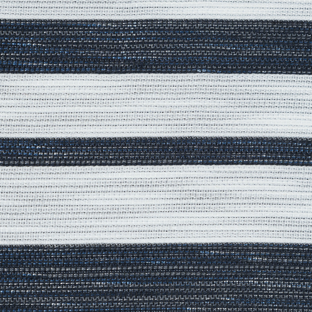 White Woven with Luminous Navy Barcode Stripes Detail White Woven with Luminous Navy Barcode Stripes Detail