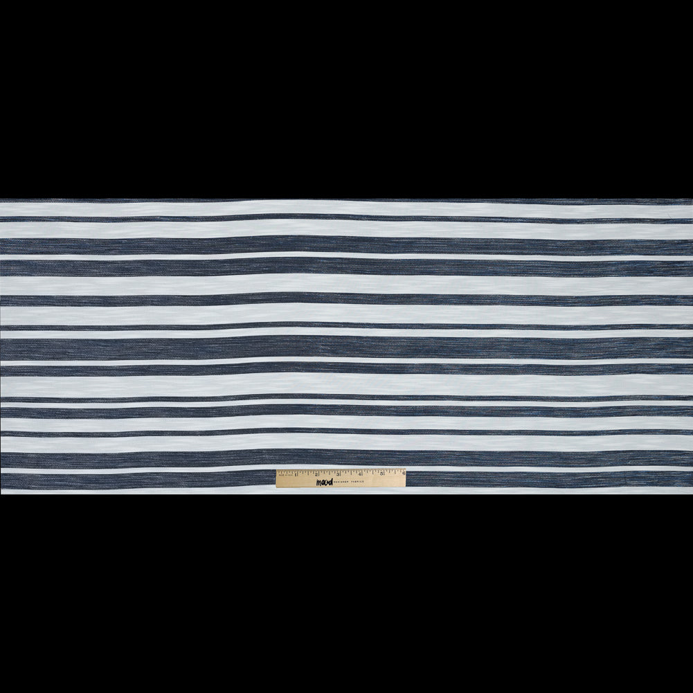 White Woven with Luminous Navy Barcode Stripes Full White Woven with Luminous Navy Barcode Stripes Full