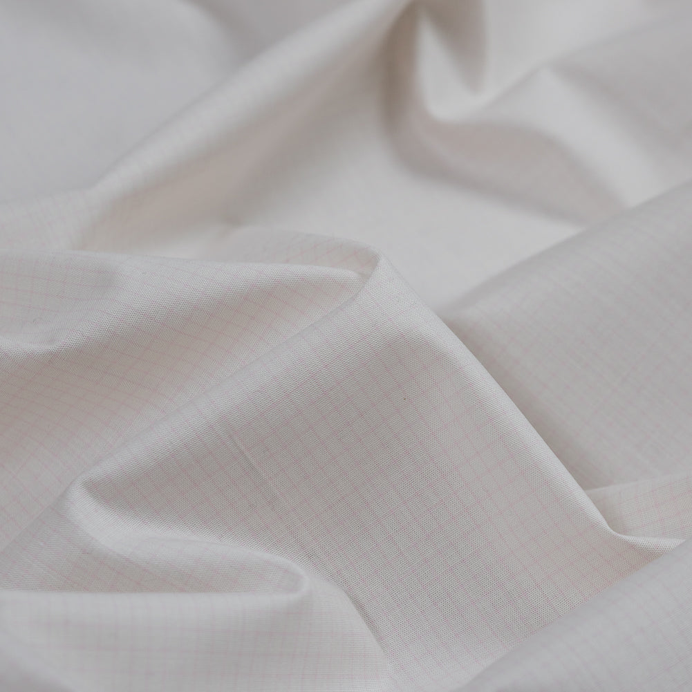 Cream and Pink Graph Check Cotton Shirting Detail Cream and Pink Graph Check Cotton Shirting Detail